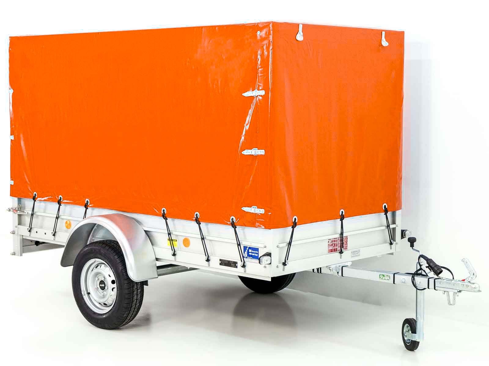 Kooktrailer met 125x250cm 750kg zeil | Type U4 | 140cm hoog professioneel zeil | Oranje