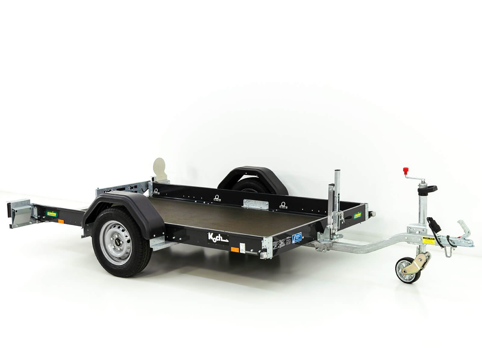 Koch AS 826 verlaagde plateau-aanhanger – 155x260 cm – 750 kg – Kantelbaar chassis verzinkt