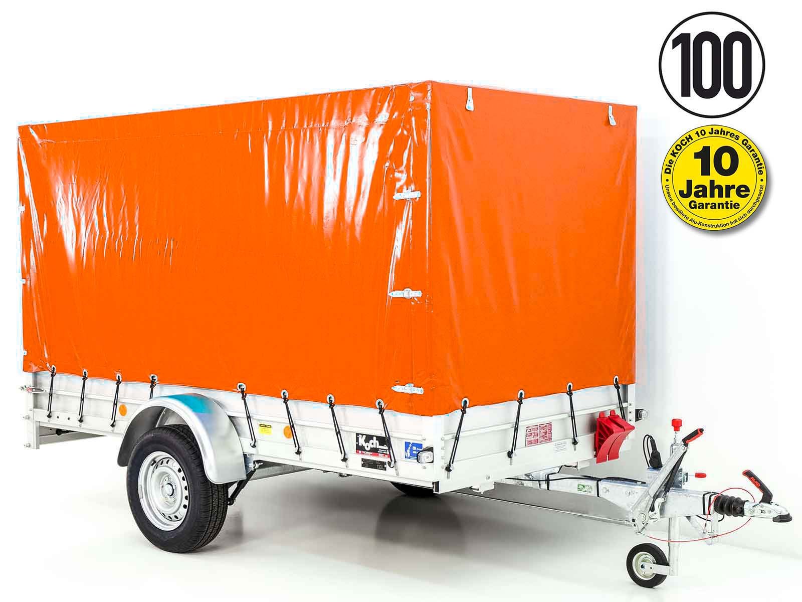 Kooktrailer met 150x300cm 1300kg zeil | Type 7.13 | 160cm hoog zeil - Oranje